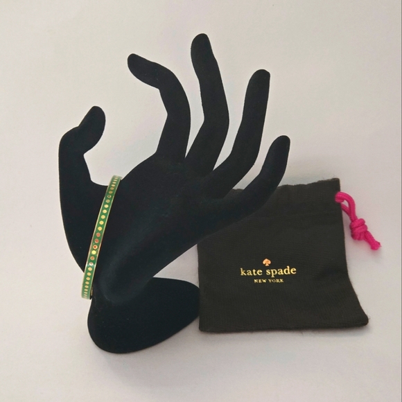 Kate Spade ♠️ New York Et Cetera Et Cetera Green Enamel Bangle Bracelet - Picture 5 of 7